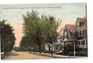 Brockton Massachusetts MA Postcard 1907-1915 West Elm St  From Arlington St