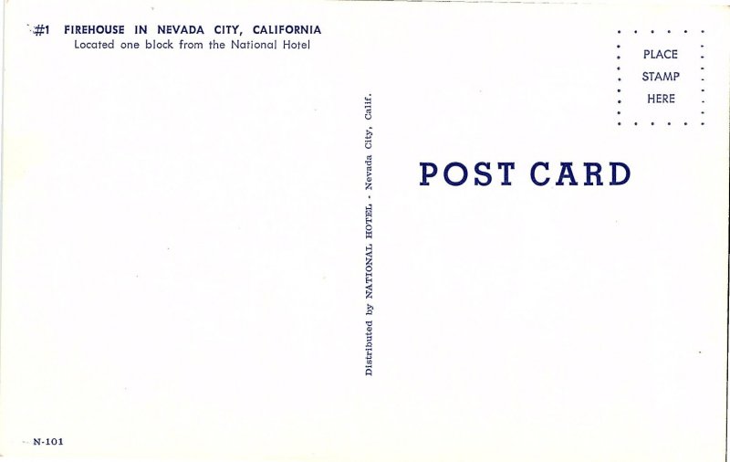 Greetings From Nevada City California Vintage Firehouse 1960s Postcard
