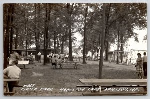 Hamilton Lake IN RPPC Circle Park Picnics Coca-Cola Sign Real Photo Postcard V28