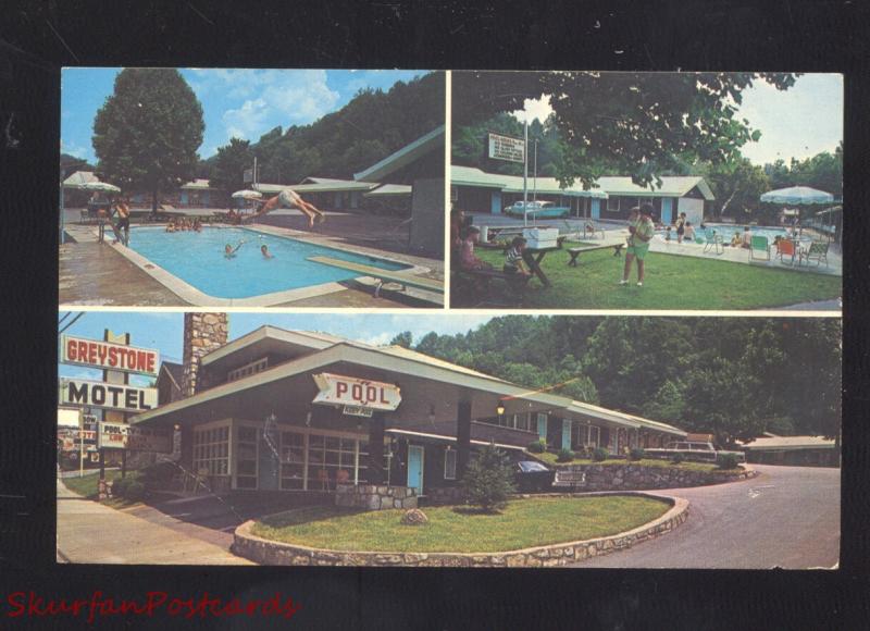 GATLINBURG TENNESSEE GREYSTONE MOTEL SWIMMING POOL ADVERTISING POSTCARD