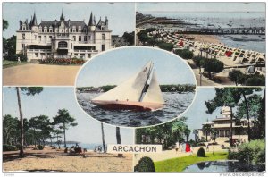 5-Views, Pier, Sailboat, Casino, Etc., ARCACHON (Gironde), France, PU-1960