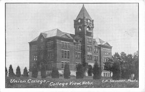 College View Nebraska Union College Exterior Street View Antique Postcard K18708