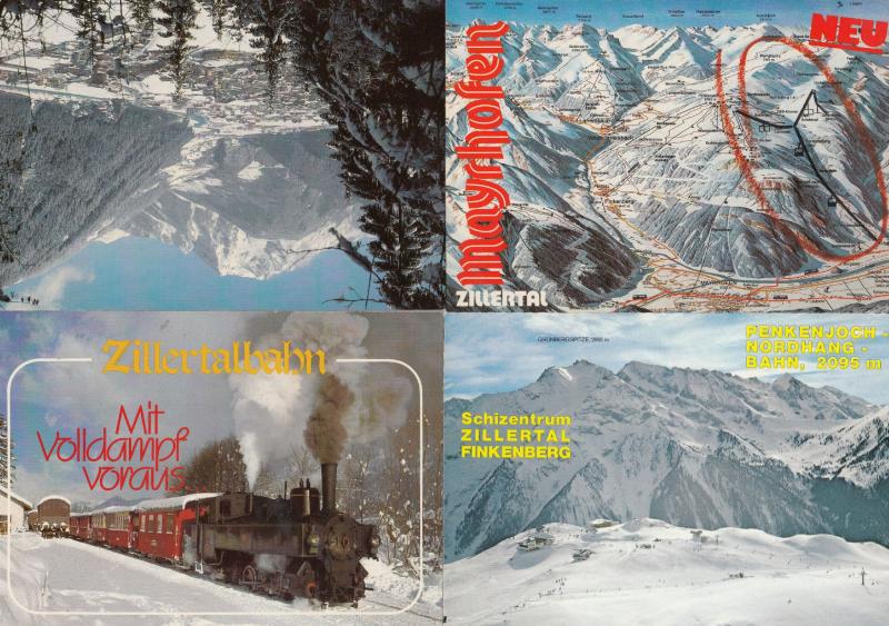 Zillertal Finkenberg Map Of Ski Slopes Train 4x Austria Postcard s