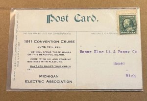 USED .01 PC- MACKINAC ISLAND FROM ARCH ROCK 1911 CONV. CRUISE, MICH. ELEC. ASSOC
