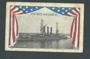 1919 Post Card For Home & Country USS Main Patriotic