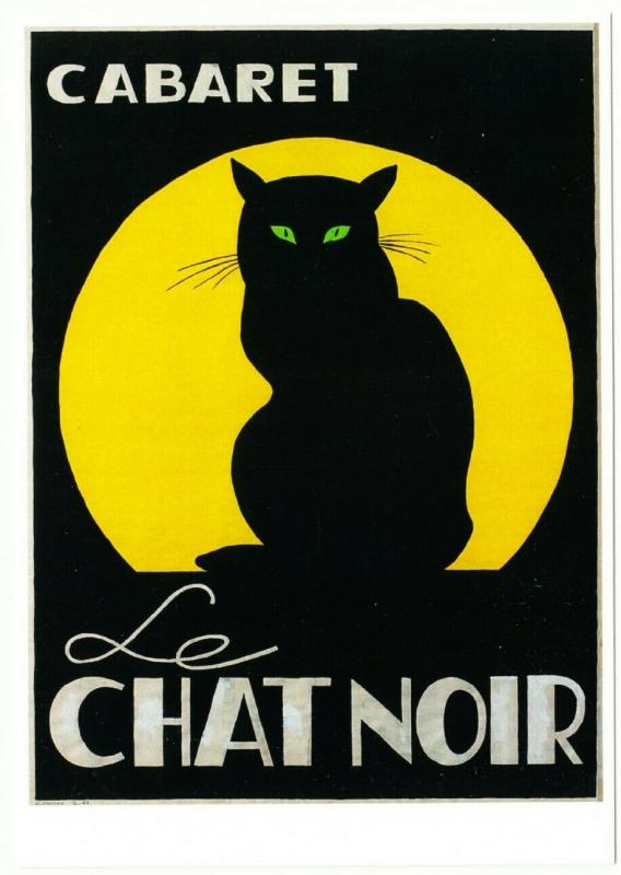 Le Chat Noir Cabaret Black Cat Silhouette by Gielijn Escher Modern Postcard