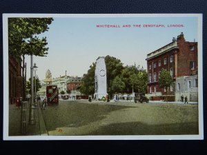 London WHITEHALL AND THE CENOTAPH c1920's Postcard