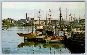 Swordfishing Fleet, Harbour Scene, Glace Bay, Cape Breton NS, 1958 Postcard