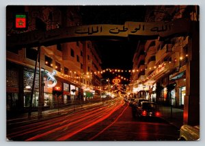 Night View of Pasteur Boulevard TANGIER Morocco 4x6 Vintage Postcard 0395