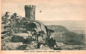 Vintage Postcard 1935 Castle Craig Tower Hubbard Park Meriden Connecticut CT