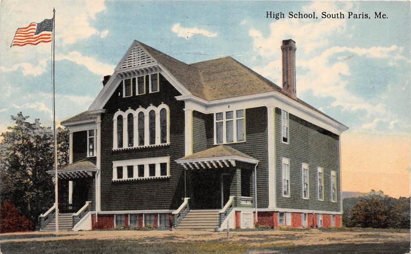 B86/ South Paris Maine Me Postcard c1910 High School Building