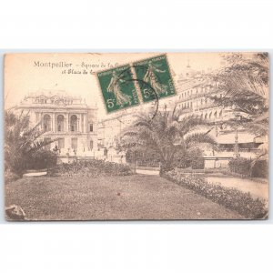 Postcard Montpellier Square de la Comédie France 1920 Architecture