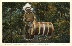 Northern Michigan Native American Indian Tom-Tom Drummer OTTAWA TRIBE