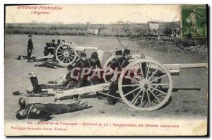 Old Postcard Army Field Artillery Materiel 75 Replacing missing men
