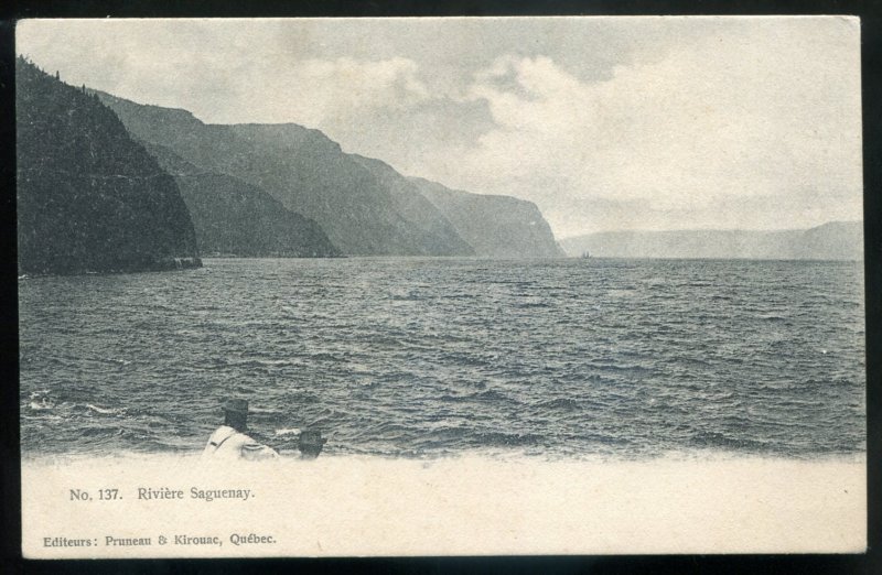 dc1683 - SAGUENAY RIVER Quebec Postcard 1906 Panoramic View by Pruneau & Kirouac
