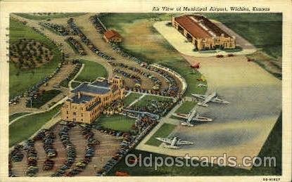 Municipal Airport, Wichita, KS USA Airport 1942 light postal marking on front...