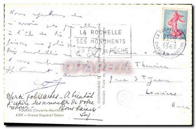 Old Postcard Fouras Charente Maritime Grosse Vague Ocean