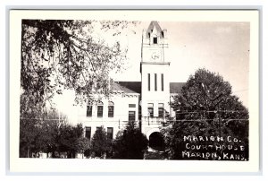 Postcard Marion Co. Courthouse Marion Kans. Kansas RPPC Real Photo Card