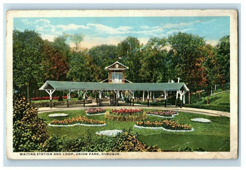 1920s Waiting Station And Loop Union Park Dubuque Iowa Vintage Postcard P79 