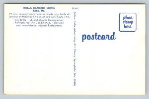 Rolla Rancho Motel   Rolla  Missouri  Postcard