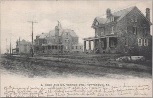 Postcard High Streets and Vernon Streets Pottstown PA 1906