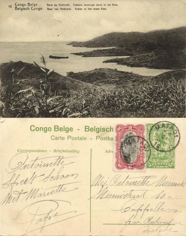 belgian congo, MOBIMBI, Bay Scene Lake Kivu Crater (1920s) Postcard (18)