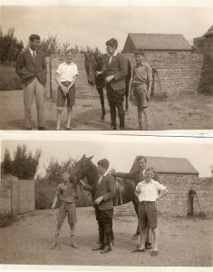 Boys wth horses  Two antique small photos, not postcard. Size 4.5 x 2.5 inches