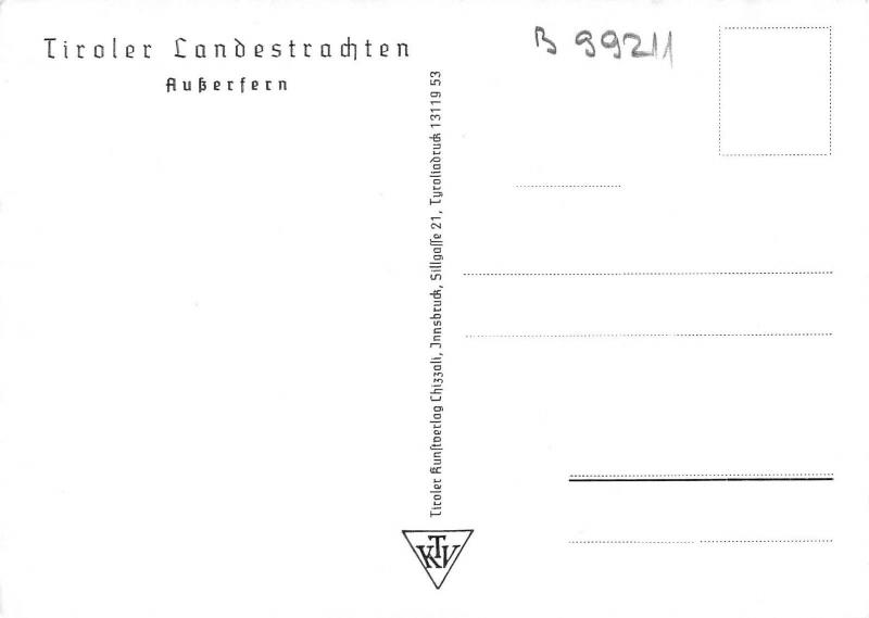 B99211 tiroler landestrachten auzergern   austria  types ethnics folklore