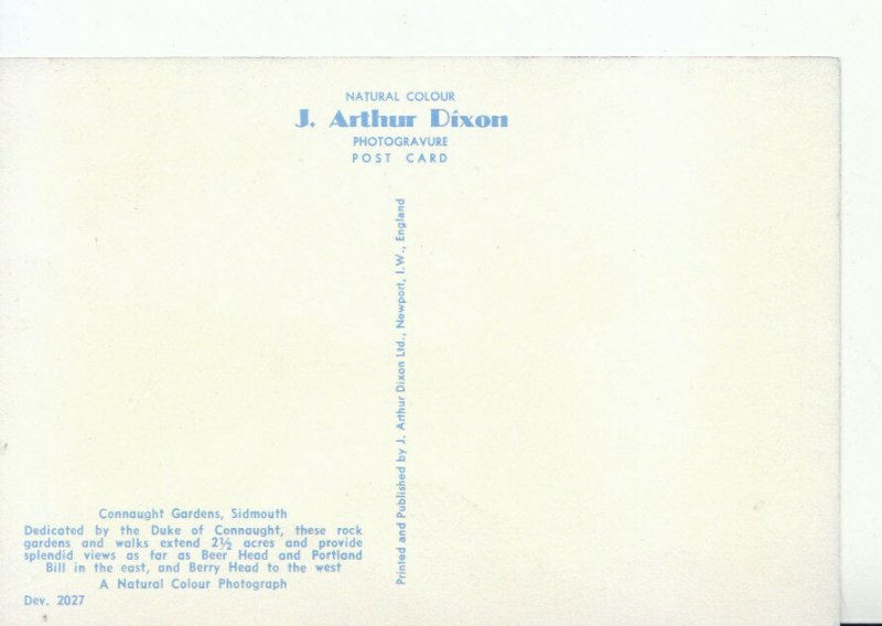 Devon Postcard - Sidmouth, Connaught Gardens, J.Arthur Dixon  8419A