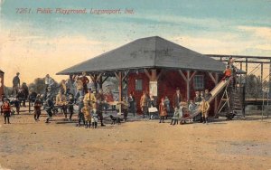 Logansport Indiana group of children at public playground antique pc BB129