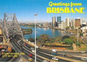 BR101936 brisbane story bridge and city skyline car voiture   australia