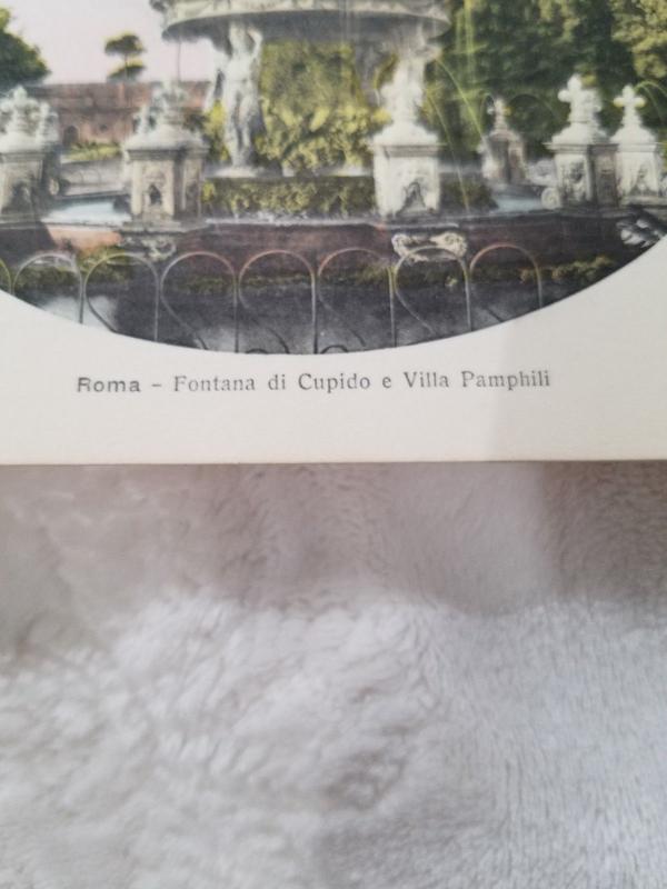 Antique Postcard from Italy, Roma - Fontana di Cupido e Villa Pamphili