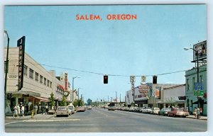 SALEM, Oregon OR ~ Johnson's LIBERTY STREET Scene c1960s Postcard