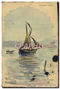 Old Postcard (hand drawing) Boat