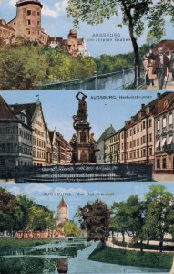 Germany Augsburg 3 Pictures Vintage Postcard 03.29