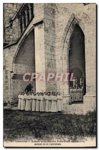 Postcard Old Chartres Children of the Master of Our Lady of Chartres coming o...