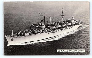 U.S. NAVAL SHIP MARINE SERPENT c1950s Military Postcard