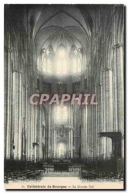 Old Postcard Cathedral of Bourges La Grande Nef