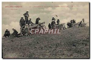 Old Postcard Army Field Artillery maneuvers in the battery