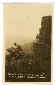 MD - Cumberland, Nat'l Hwy, US Rt 40. Lover's Leap in the Narrows     RPPC