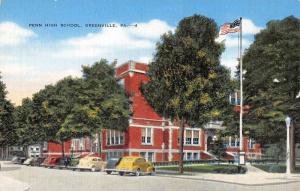 Greenville Pennsylvania Penn High School Street View Antique Postcard K71643