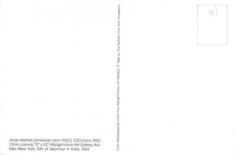 100 Cans 1962, By Andy Warhole 