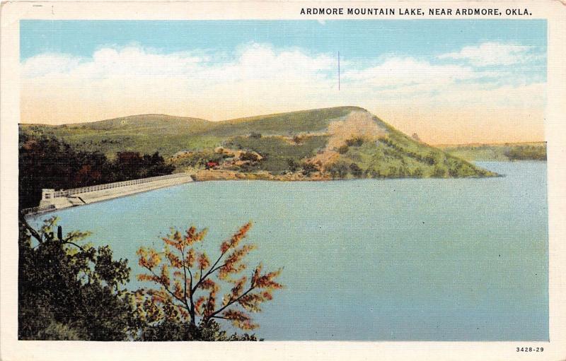 ARDMORE OKLAHOMA ARDMORE MOUNTAIN LAKE POSTCARD c1930s