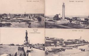 Port Said Statue Light House Quay 4x Antique Egypt Postcard s