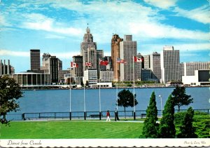 Michigan Detroit Skyline From Ontario Canada