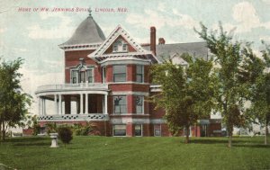 Vintage Postcard 1908 View of Home of William Jennings Bryan Lincoln Nebraska