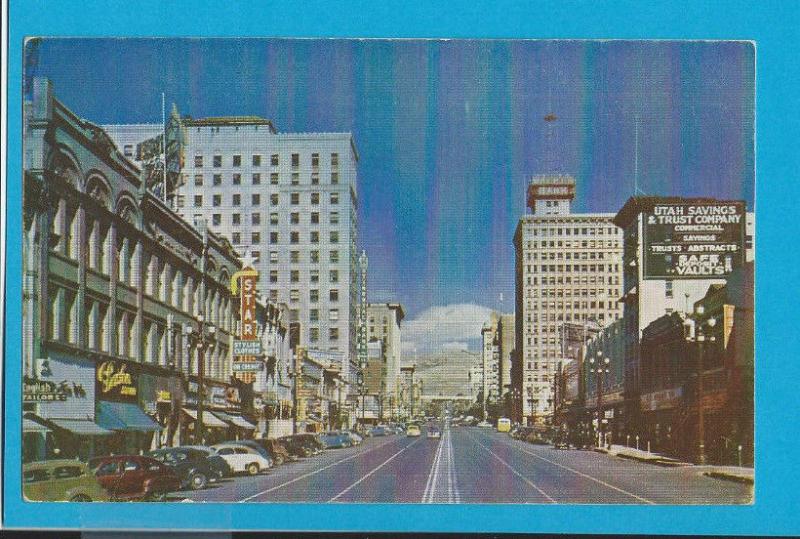  Postcard 1940's Main Steet Temple Square Salt Lake City Utah   # 212