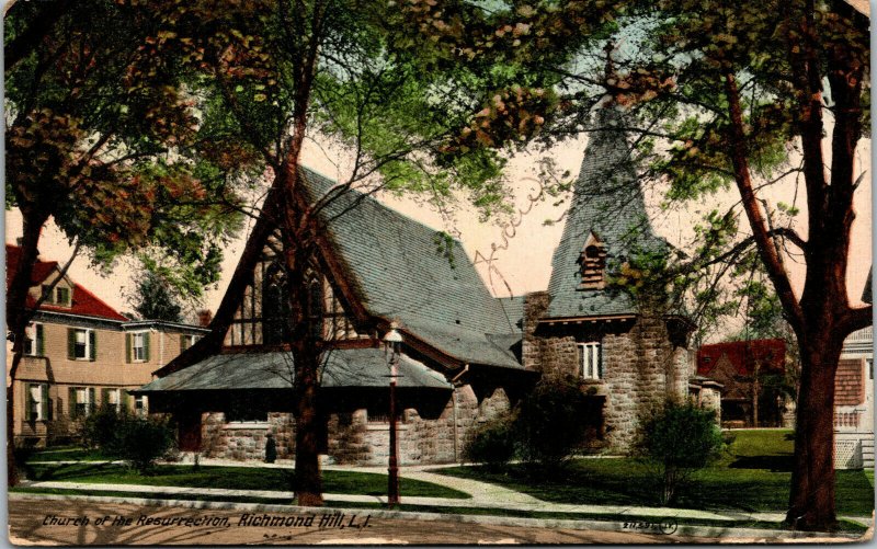 Vtg 1910s Church of the Resurrection Richmond Hill Long Island NY Postcard
