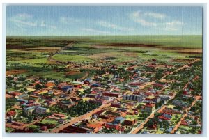 c1950's Aerial View Of Roswell New Mexico NM, House Road Cars Scene Postcard