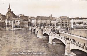 Switzerland Basel Mittlere Rheinbruecke und Martinskirche Photo